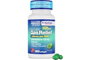 GenCare -Extra Strength Gas Relief Simethicone 125mg (180 Softgels) Maximum Strength Anti Gas Pills for Bloating Relief, Pressure & Discomfort - Compare to Generic Extra Strength Gas X