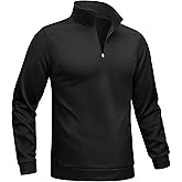 TACVASEN Men's Quarter Zip Pullover Sweatshirts Lightweight Fleece Lined Thermal Sweatshirts 1/4 Zip Golf Sweaters