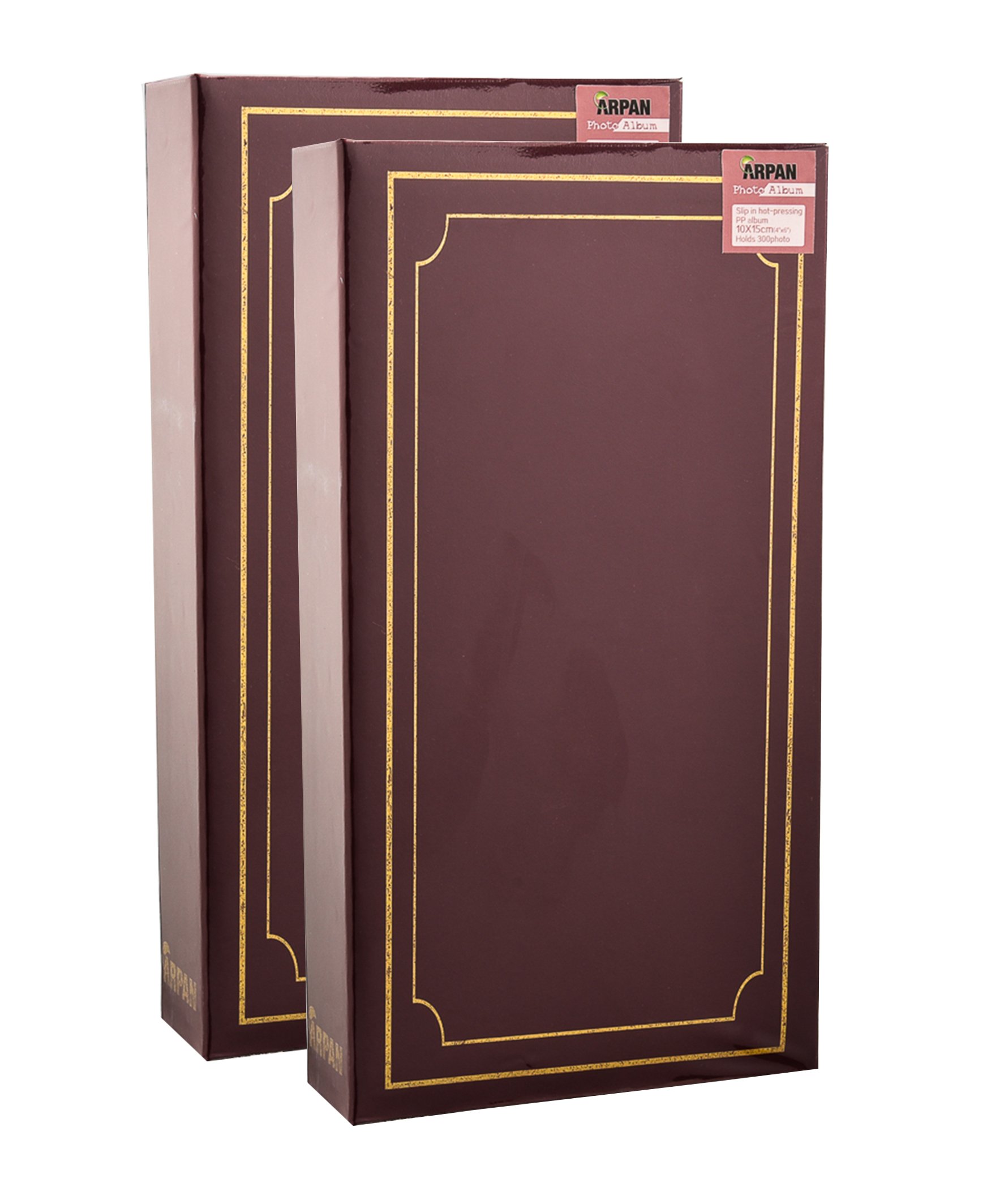 Arpan Photo Album Slip In Case 6x4"/10x15cm for 300 Photos x 2 – Flip Photo Albums 6x4 | Large Photo Albums | Arpan Album & Slip In Photo Album with CD Pocket (Burgundy)