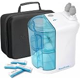 NASALFRESH MD Premium Bundle&ndash;Dual Powered Nasal Irrigation System | Nasal Rinse &amp; Wash, Sinus Decongestant Relief, 60 Saline Packets, Case, Rechargeable, 2 Sets of Nose Pillows, 2-year Warranty