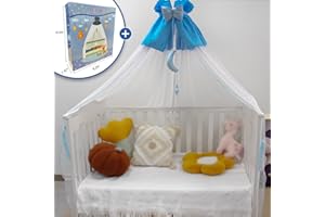 Daksha Mosquito Net for Crib, Baby Breathable Crib Netting,Canopy for Kids Bed,Infant Crib Canopy with Dome,Toddler Crib Mosquito Hanging Net-Bed Net (Without Stand) (Blue)