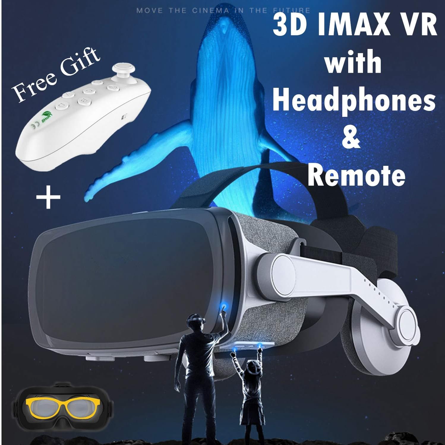 VR Headset, VR Goggle for iPhone 11 Pro X S R 8 7 6 Plus Samsung Galaxy S10 E S9 S8 S7 S6 Edge iOS Android PC Cell Phone, 3D Viewing Virtual Reality Glasses w/Headphone for 3D Movie & Game