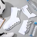Zuimei 4 Pairs Non Slip Football Socks White L Grip Dots 85% Polyester view 3