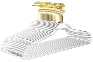 MIZGI Premium Clear Invisible Acrylic Hangers,Crystal Plastic Hangers,Clear Hanger 50 Pack Ultra Slim & Space Saving Suit Hanger for Coats, Pants & Dress Clothes