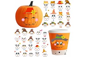 MOSITU Pumkin Decorating Stickers Halloween Pumkin Faces Stickers Funny Cartoon Faces Vinyl Stickers Cute Pumpkins Faces Wall Stickers Colorful Pumpkin Face Sticker for Window Wall Glass