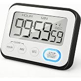 Digital Kitchen Timer Magnetic Loud Alarm, Large LCD Screen Silent/Beeping Multi-Function for Teachers Classroom Kids, Black