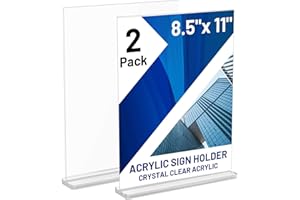 COMKRIVY Acrylic Sign Holder 8.5 x 11 Inch Vertical T Shape Display Stand Double-Sided Desktop Clear Sign Holders Paper Holder Table Menu Holders Plastic Sign Stand for Home, Office, Restaurants, Store, 2-Pack