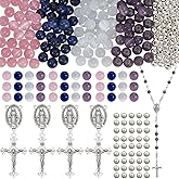 SUNNYCLUE 448Pcs Rosary Making Kits Rosary Charms Cross Charm Easter Crucifix Crosses Pendants Chandelier Component Links 8Mm Cat Eye Beads for Jewelry Making Supplies DIY Necklace Bracelets Holiday