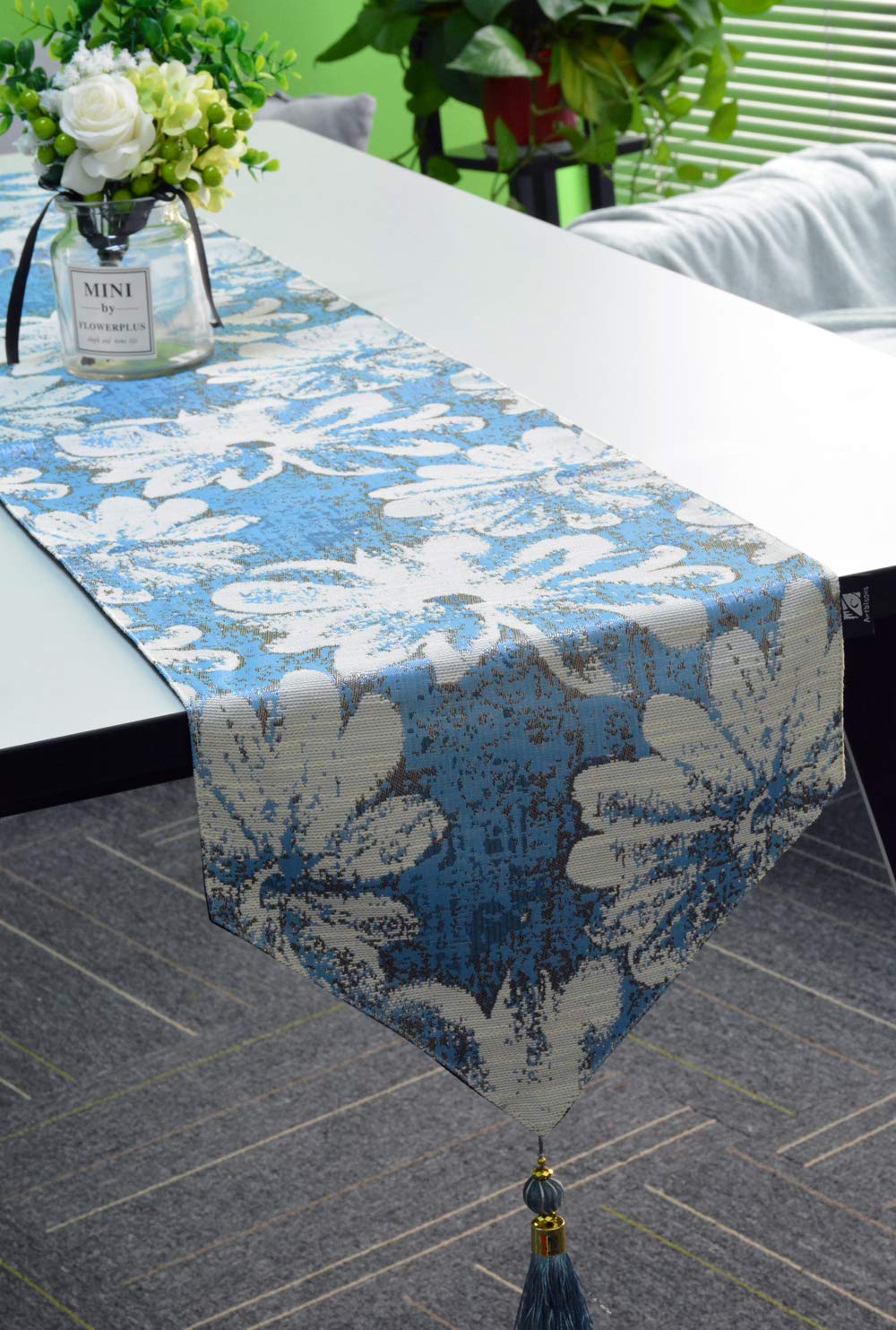 Best blue damask table runner