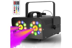 IMONE Continuous Fog Machine Outdoor,1200W High Output Smoke Machine with Wireless Remote,Party Smoke Machine Fog with Lights 15 color Effect,Double Head Continuous Spray Fog Machine