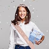 Abeillo 18th Birthday Sash & Tiara Set Rose Gold Girls Party Crown Gift view 6