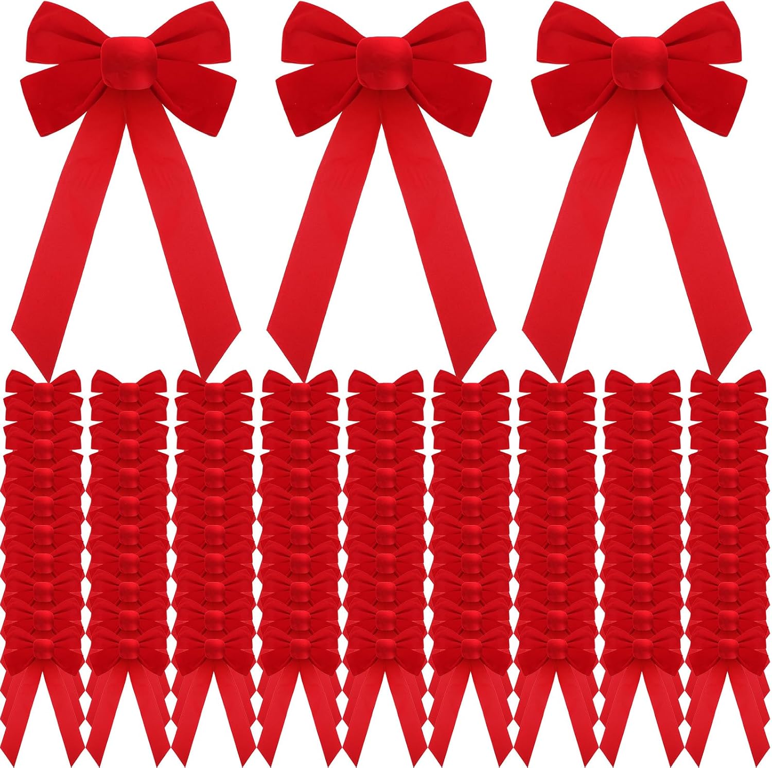 Bows & Ribbons - Sotiff 120 Pieces Large Red Velvet Christmas Wreath Bow Christmas Ornament Bow Christmas Bows for Indoor Outdoor Wreaths Garland Holiday Xmas Tree Wrapping Crafts DIY Decor (9 x 16 Inch)