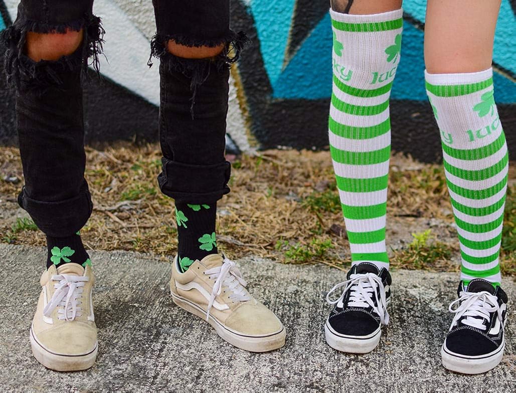 St Patricks Day Knee High Socks for Women Irish Green Clover Shamrock Socks