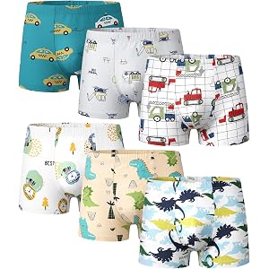 ArthomaHige Toddler Boys Cotton Boxer Briefs Kids Soft Breathable Underwear Little Boys Boxers Cute Assorted Prints 6-Pack