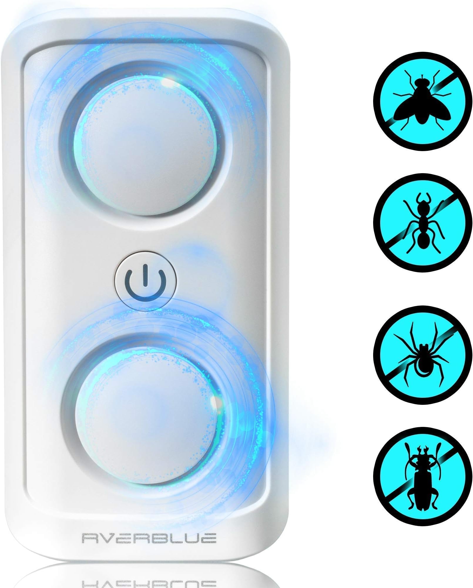 Rverblue Ultrasonic Pest Repeller (2019 Edition) Advanced Dual Speaker Bug Control | Indoor Plug-In Repels Mice, Spiders, Mosquitos, Roaches, Rats | Child and Pet Safe
