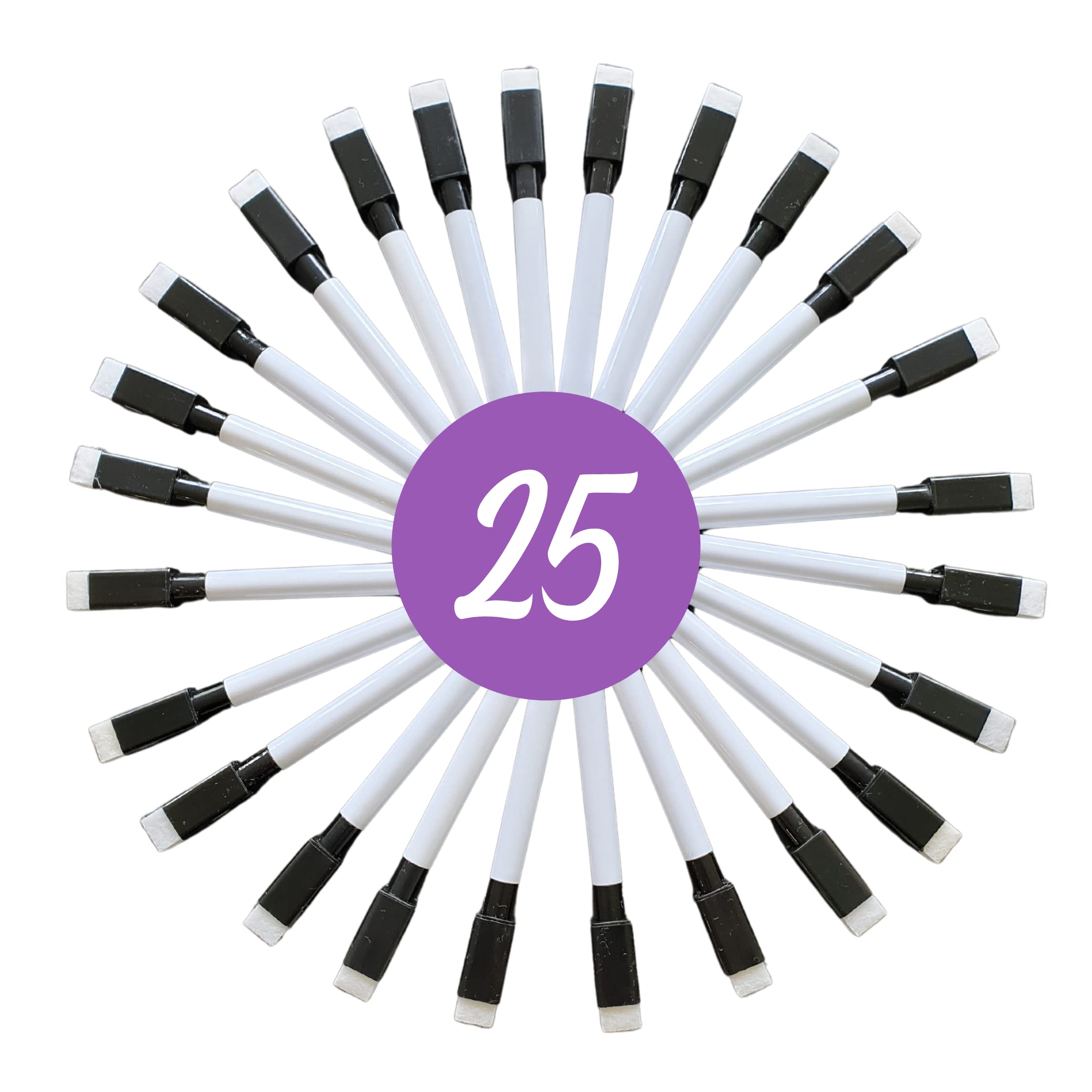 Kitastik 25 Dry Wipe Board Pens and Eraser Built-in White Board Markers Black | Magnetic Dry Wipe Pens Fine | No Plastic Packaging - Boxed White Board Pens and Erasers | Whiteboard Pens black (25)