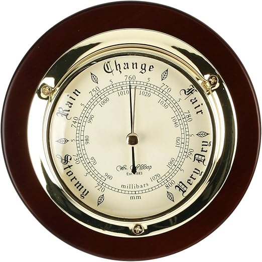 Traditional Brass And Wood Wall mounted Barometer Amazon.co.uk