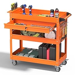 Pelnuies 3 Tray Tool Cart with Drawers, 400 LBS