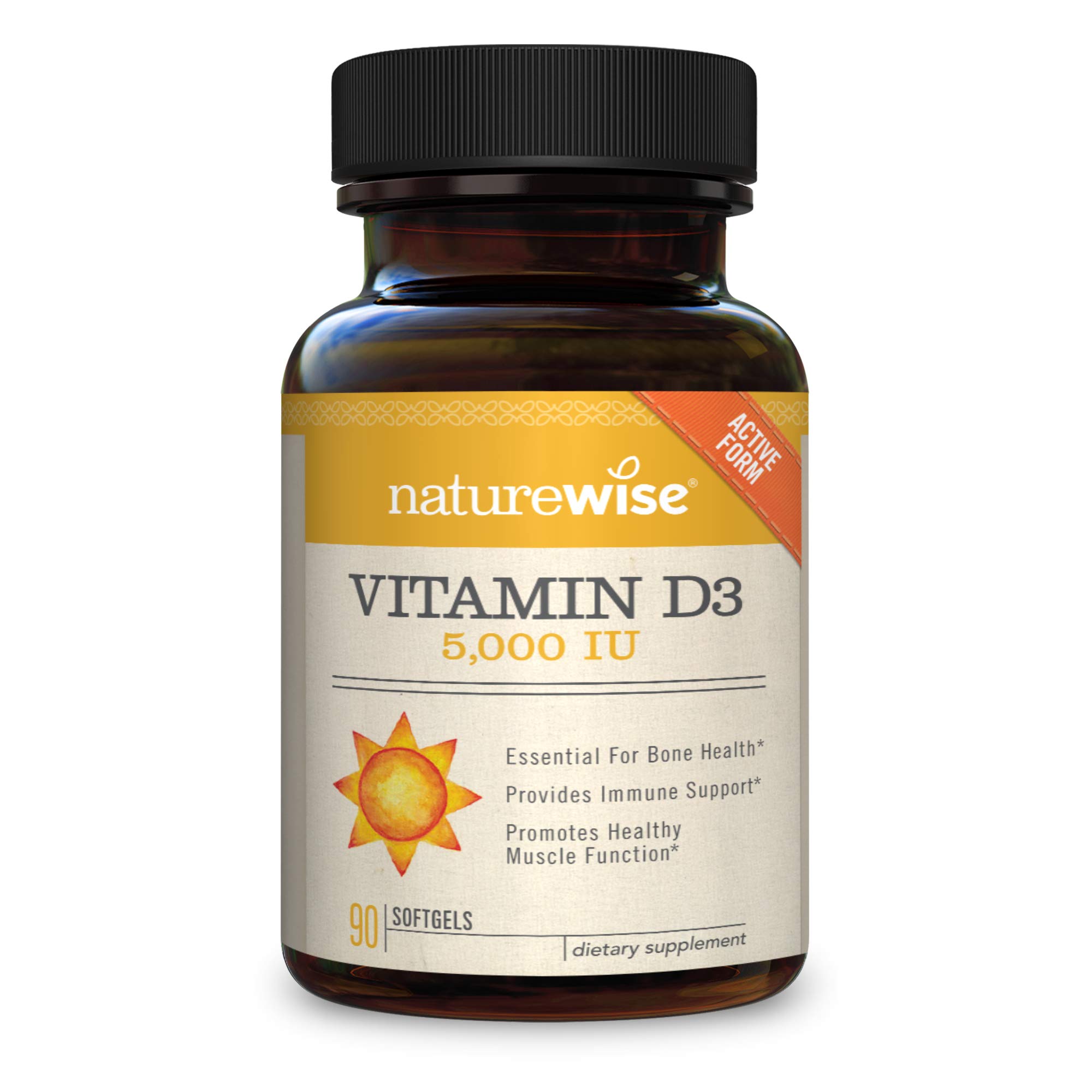 NatureWise Vitamin D3 5,000 IU in Organic Olive Oil, NonGMO, USP Grade