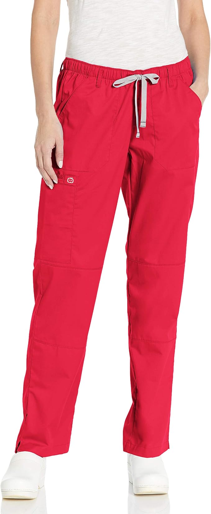 red utility trousers