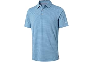 MICHEL ROUEN Mens Golf Shirt Moisture Wicking Dry Fit Performance Sport Short Sleeve Striped Golf Polo Shirts for Men