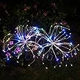 HELESIN Christmas Outdoor Solar Garden Lights,105 LED Solar Powered Decorative Stake Landscape Light DIY Flowers Fireworks Stars for Walkway Pathway Backyard Christmas Party Decor 2 Pack（Mulit-Color）