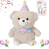 MILEGI Valentines Plush Gift Birthday Interactive Teddy Bear, Musical Birthday Stuffed Animal, Clapping Activates Singing Dancing Shaking, Cute Bear Plush Recording Toy Gifts for Kids Girls Boys