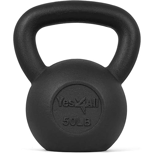 Yes4All 50 lb Kettlebell Cast Iron for Dumbbell Weights Exercises, Gym, Fitness, Full Body Workout Equipment Push up, Grip and Strength Training