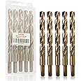 Luckyway 1/2" Cobalt Drill Bit (5 Pcs), Jobber Length Twist Drill Bit Set for Hard Metal, Stainless Steel, Cast Iron, Wood and Plastic, with Storage Case