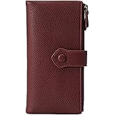 Bakurok Women's Wallet RFID Blocking Soft Leather Slim Bifold Ladies Card Holder with Double Zipper Pocket