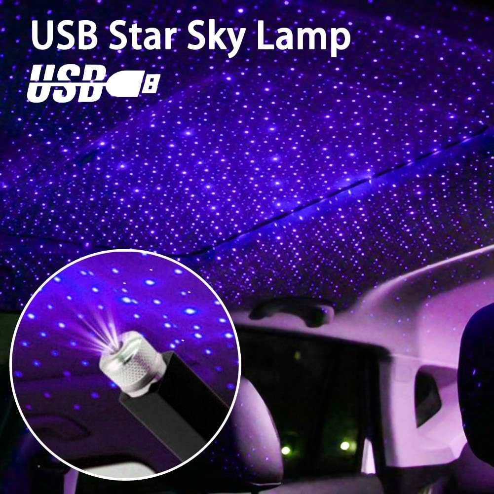 TRAINER SECRET USB Car Roof Atmosphere Star Sky Lamp Ambient Star Light LED Purple Night Light Adjustable Multiple Lighting Effects