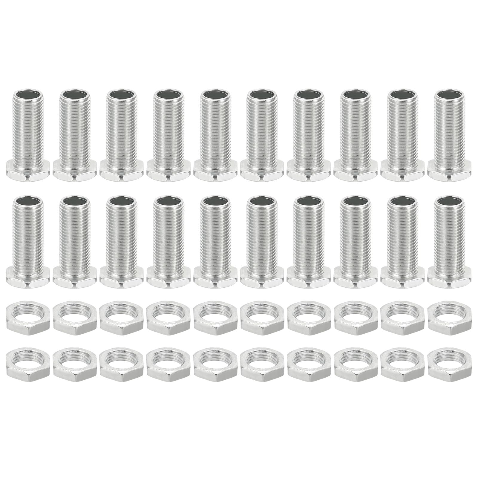 PATIKIL M10x27mm Hex Bolts and Nuts Kit, 20 Set Fine Thread Hollow Screws Assortment Hexagon Head Screw Through Hole Bolt Chandelier Fasteners