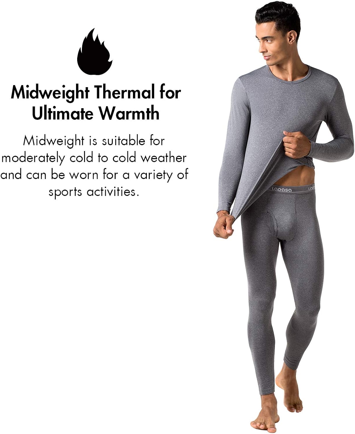 LAPASA Men's 1 or 2 Pack Thermal Underwear Tops Fleece Lined Base Layer Top M09 at  Men’s Clothing store