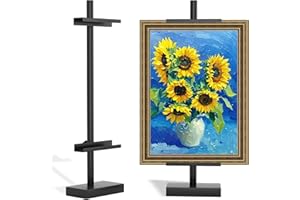 Victawks Adjustable Tabletop Easel Stand, Picture Easels for Display Up to 29" H, Metal Picture Frame Holder Stand Table for Art, Photo (Black)