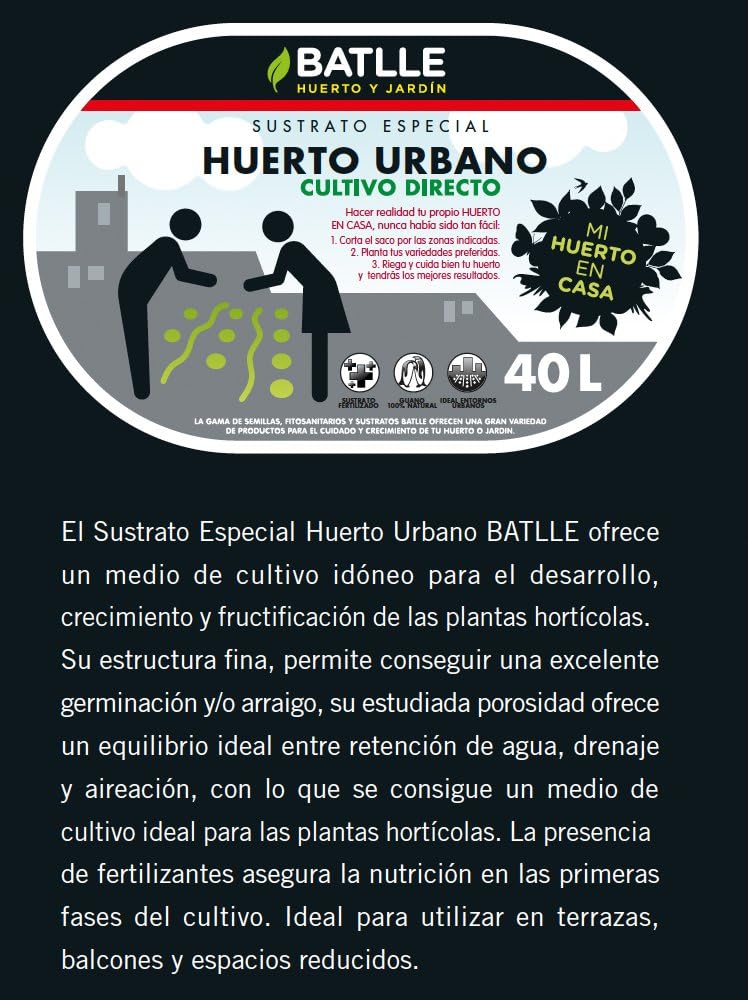Sustratos - Sustrato Huerto Urbano 40l. - Batlle: Amazon.es: Jardín