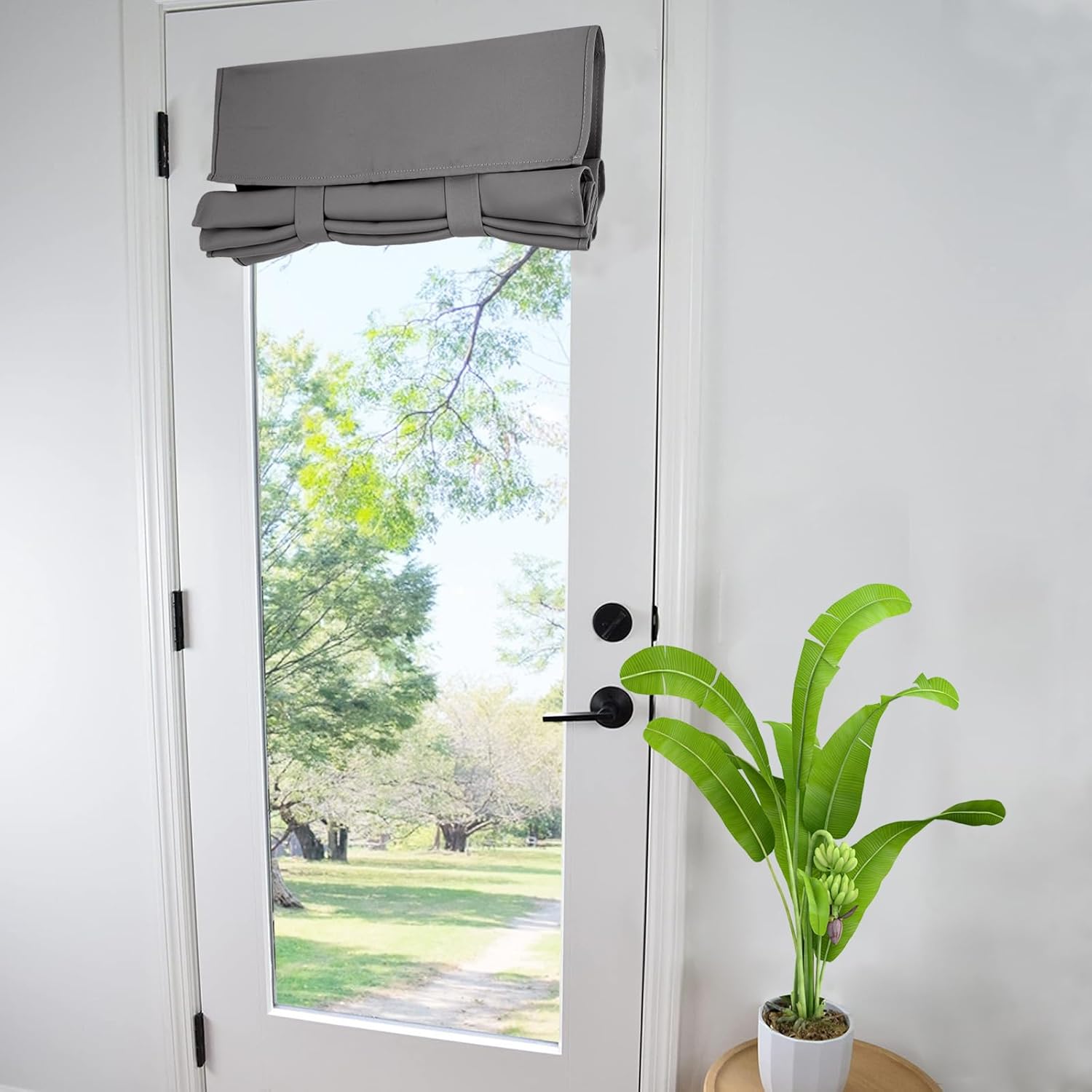 Outdoor Curtains - WdFour Door Curtains, French Door Curtains for Privacy, Easy Installed Tricia Door Panels,Front Door Sidelight Curtain Tie up Shade, Washable Curtain 25W x 70L Inch Dark Gray, 1 Panel