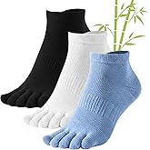 Soxsense Bamboo Viscose Soft Breathable Athletc Toe Socks Ankle Low Cut Casual Finger Socks Non Slip for Men Women 3 Pairs