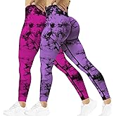 SENBAN Women Scrunch Workout Leggings: Butt Lifting High Waisted Yoga Pants - Tie Dye Seamless Booty Gym Leggings