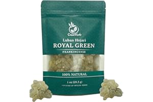 OMAN HERBS Royal Green Frankincense Hojari from Oman Boswellia Sacra Pure Incense Chruch Incense Olibanum luban (1 oz)