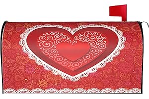 SWEETSHOW Valentines Day Mailbox Covers Magnetic Sweet Red Heart Mailbox Cover Romantic Mailbox Cover Magnetic Mailbox Wraps Standard Size 18" X 21" Holiday Garden Mailboxs Decorations for Outside