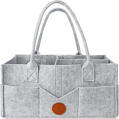 Maliton Nappy Caddy Newborn Diaper Organizer 15.3x9.3x7 in Grey