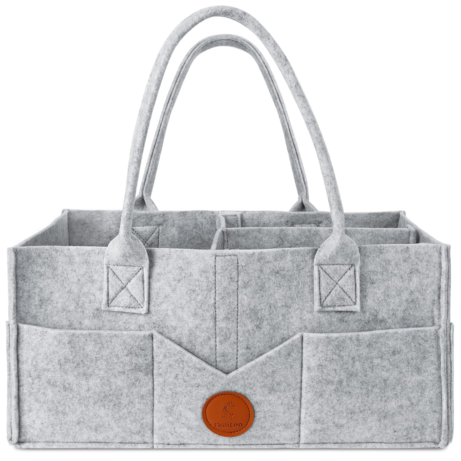 Maliton Nappy Caddy, Newborn Essentials for Diaper Caddy, Sturdy Portable Washable Baby Caddy with Detachable Compartments. Baby Shower Gifts for Mum, Nappy Organiser for Indoor Outdoor, Grey