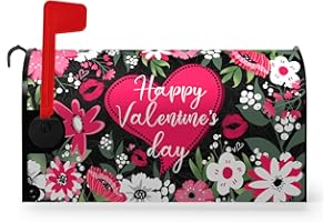 Dacawin Happy Valentines Day Mailbox Covers Magnetic Standard Size Valentine Mailbox Post Cover Red Heart Truck Floral Flower Valentine's Day Mailbox Decor Waterproof Mailbox Wraps 21 * 18 Inch