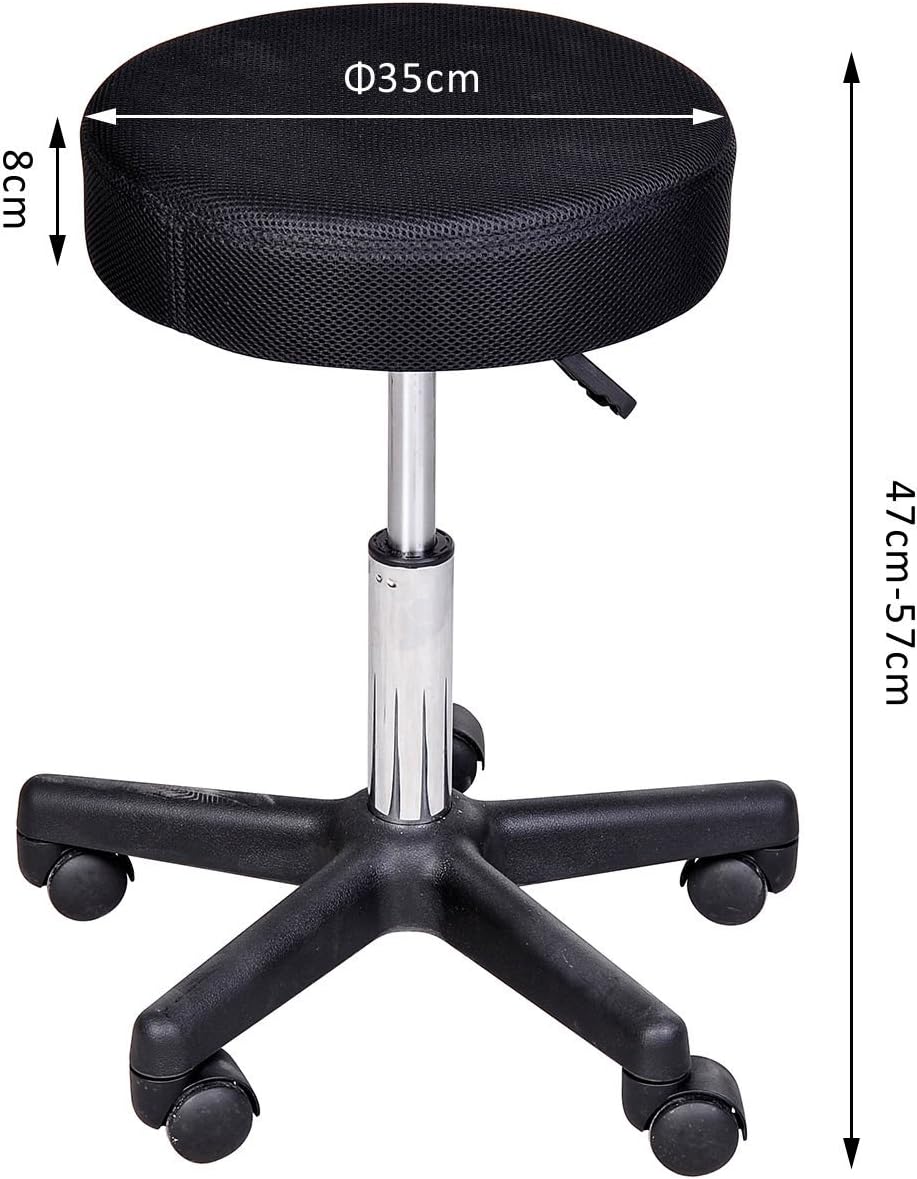 HOMCOM Hydraulic Swivel Salon Spa Stool Height Adjustable Facial Massage Tattoo with 3 Changeable Seat Covers, Black - Image 3
