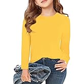 Haloumoning Girls Long Sleeve T Shirts Kids Fall Tops Crewneck Basic Tees 5-14Y