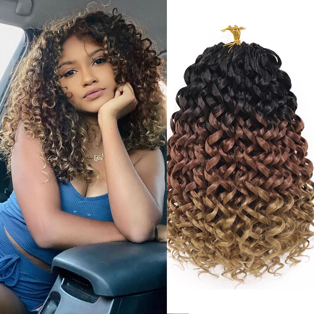 Photo 1 of Curly Crochet Hair 14 Inch GoGo Curl Crochet Hair for Women Short Beach Curl Water Wave Crochet Braids for Women 7 Packs Curly Braiding Hair for Boho Braids (14 Inch, 1B/30/27)
