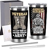 Cosictic Veteran's Day Gift For Veteran, Military Veteran 20 Oz Travel Tumbler, Birthday Christmas Gift For Us Army Veteran Men Grandpa Papa