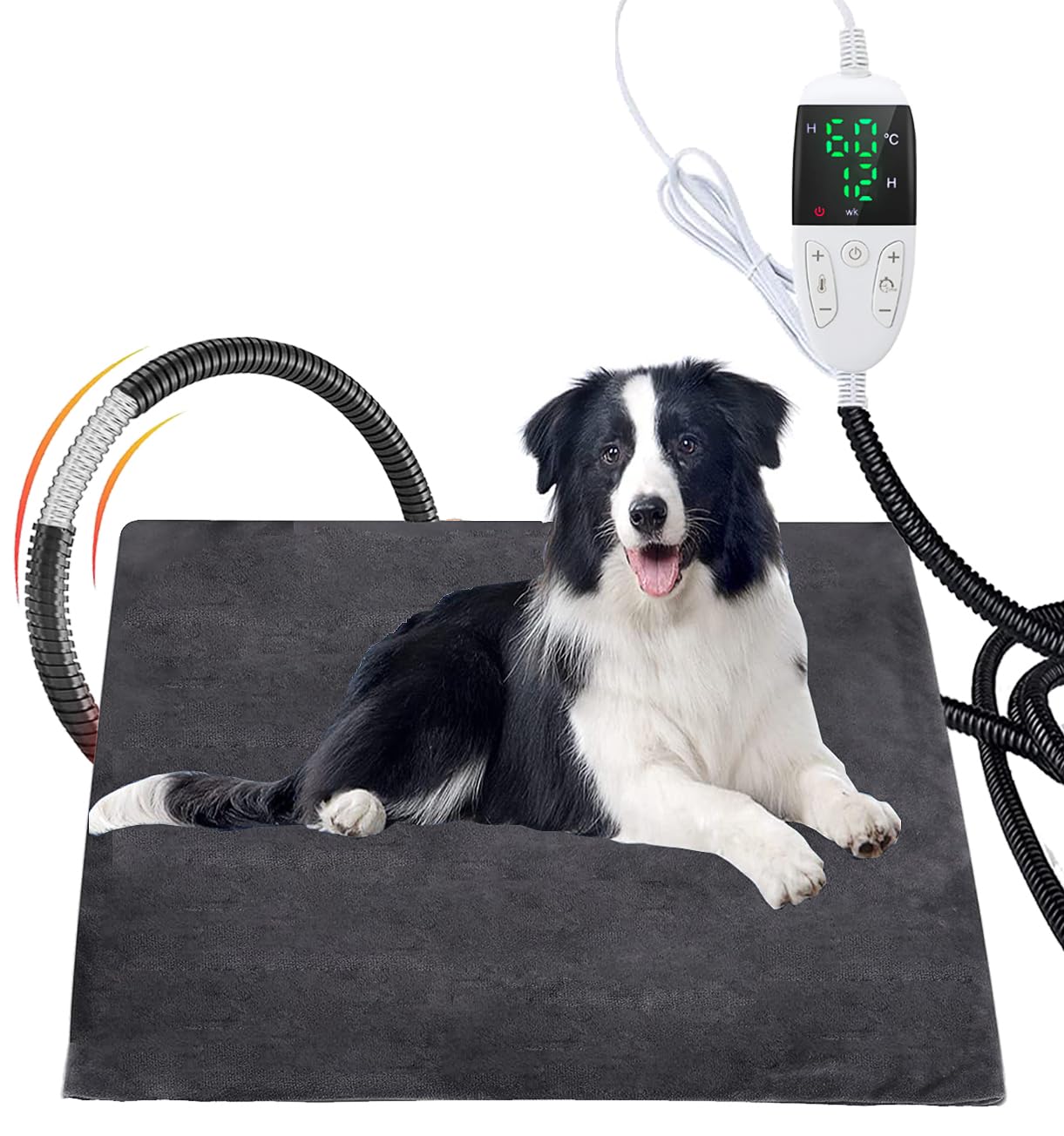 Emwel Pet Heating Pad 45 * 45cm Adjustable Timer & Adjustable Temperature,Waterproof Safe Heated Pet mat for Dog Cat
