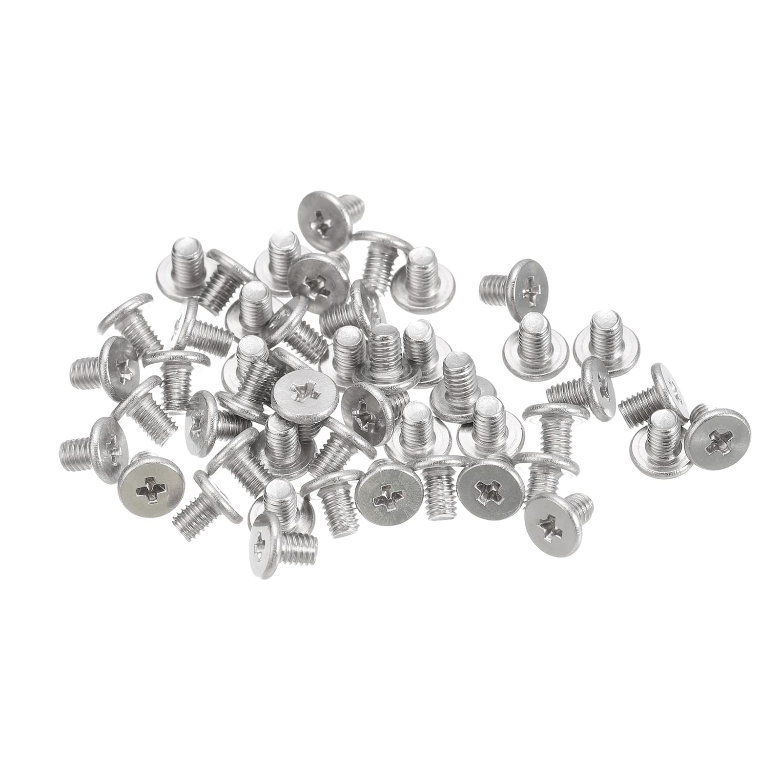 Photo 1 of uxcell M3-0.5 x 4mm 100Pcs Flat Round Head Screws 304 Stainless Steel Phillips Drive Machine Screws Hardware Fastener for Furniture Connection