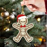 Wooden Christmas Ornament, Gingerbread Skeleton Christmas Ornament TO23